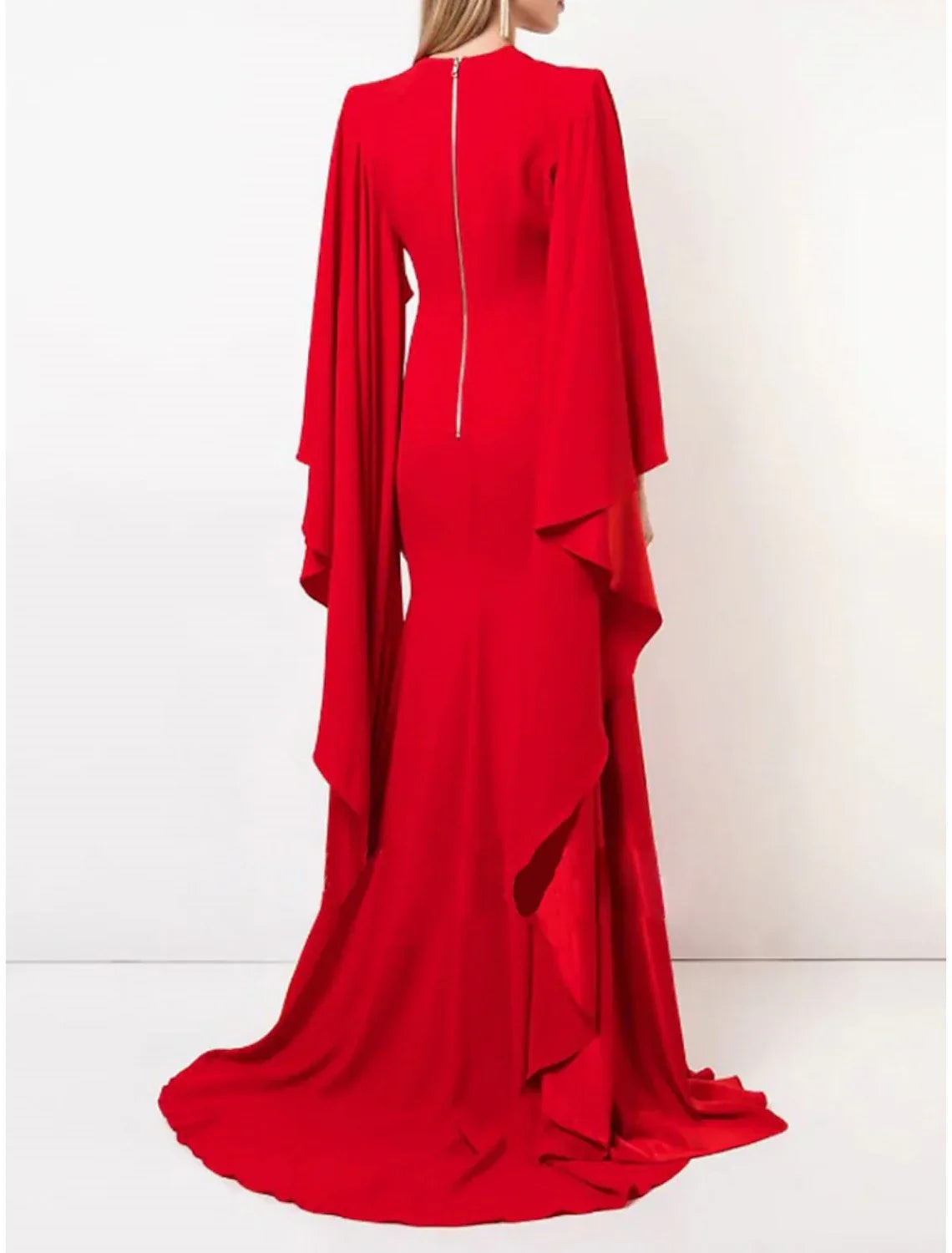 A-Line Evening Gown With Jewel Neck Chiffon Sweep Train Pleats And Ruffles For Formal Events