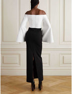 DingJiDress Elegant Sheath Evening Gown For Women At Formal Events Long Sleeve Ruched Scoop Neck Ankle Length
