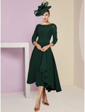 Mother Of The Bride Dress Elegant Scoop Neck Chiffon Gown With Sequin Three Quarter Length Sleeve