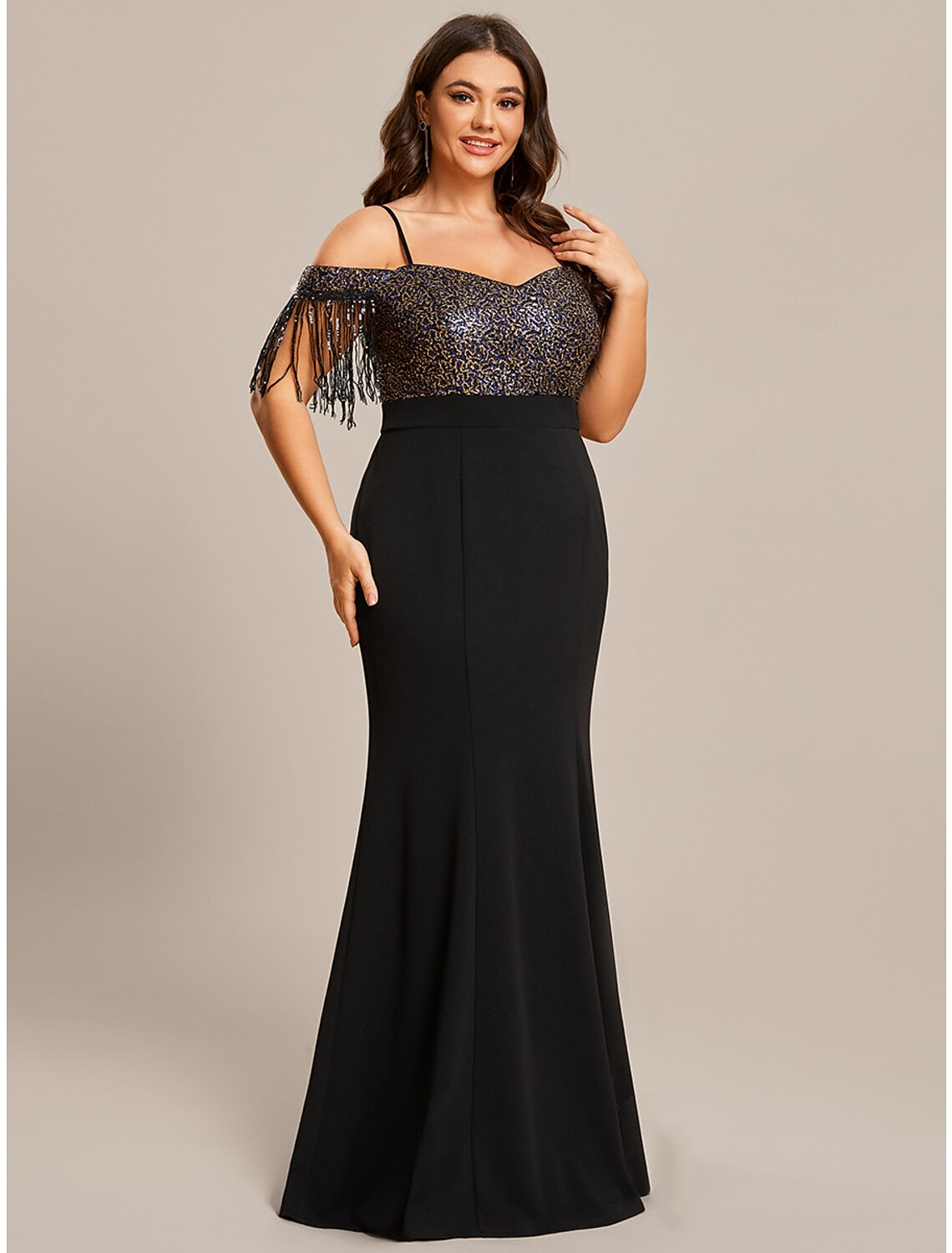 Wedding Guest Dresses Dress Formal Floor Length Short Sleeve Off Shoulder Stretch Fabric with Tassel