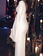 Cocktail Dresses Party Dress Holiday Long Sleeve Jewel Neck Jersey Backless with Sleek