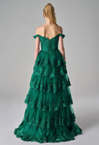 A-Line Off the Shoulder Elegant Prom Dress Floor-Length Appliques Sleeveless Formal Evening Dresses