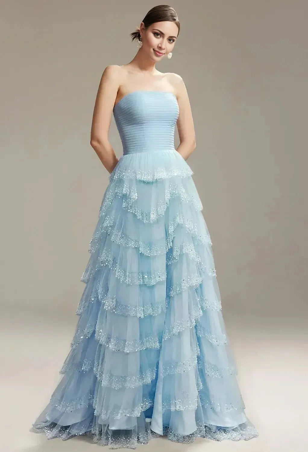 A-Line Strapless Sparkle & Shine Prom Dress Floor-Length Sleeveless Formal Evening Gown Off the Shoulder Evening Dresses Price