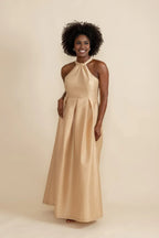 A-Line Halter Neck Cold Shoulder Floor-Length Sleeveless Prom Gown No Slit Elegant Evening Dresses for Women Hot Sale Long Evening Dresses