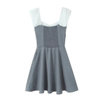 Grey A-Line Off-the-Shoulder Elastic Back Two-Tone Short Homecoming Dress