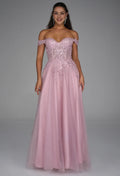 A-Line Off Shoulder Luxury Prom Dress Floor-Length Appliques Sleeveless Formal Evening Dresses