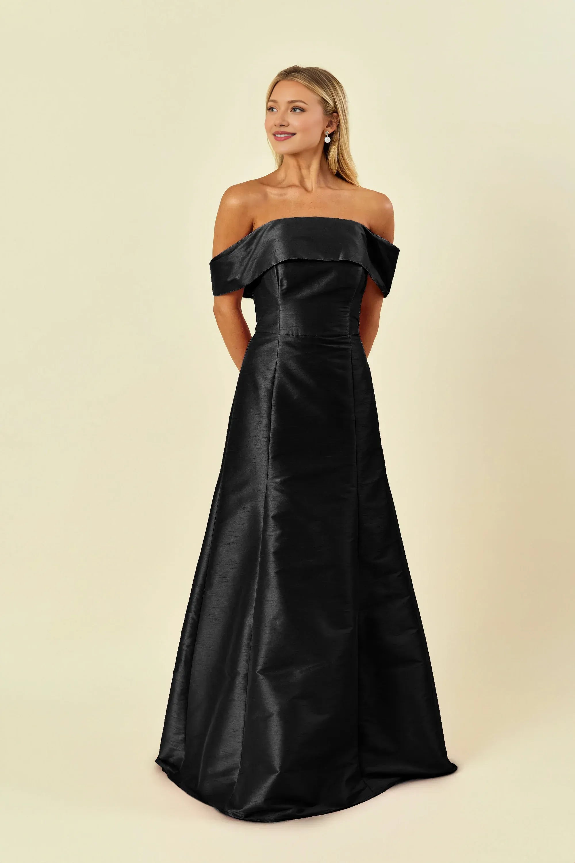 A-Line Off the Shoulder Floor-Length Cap Sleeve Prom Gown No Slit Elegant Evening Dresses for Women Hot Sale Long Evening Dresses