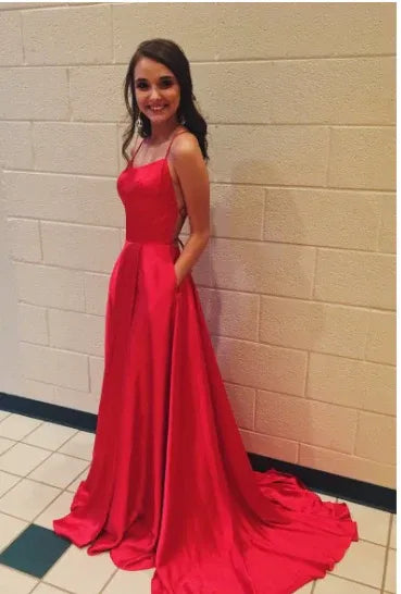 A-Line Simple Stunning Long Prom Dresses Formal Evening