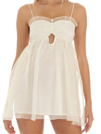 White A-Line Spaghetti Strap Homecoming Dress With Keyhole Back And Lace-Up Back For Teen Girls
