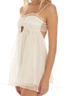 White A-Line Spaghetti Strap Homecoming Dress With Keyhole Back And Lace-Up Back For Teen Girls