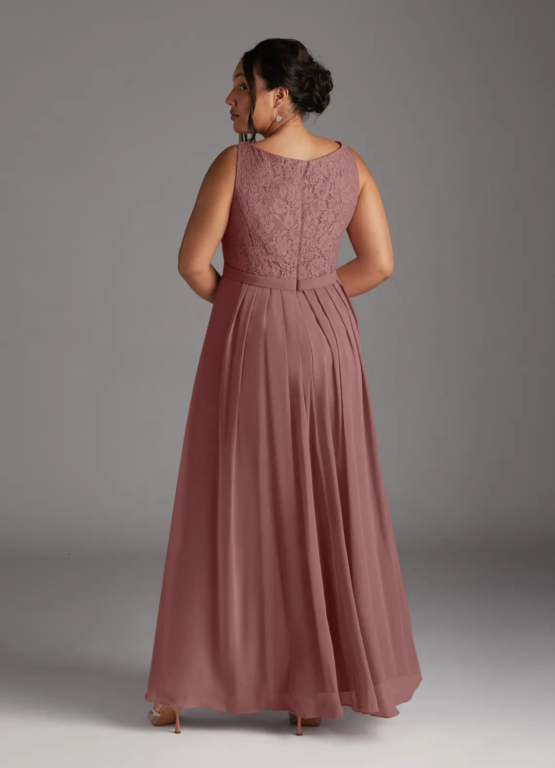 Rose A-Line Square Neckline Floor-Length Dress Three-Quarter Sleeve Solid Color Vintage Plus Size Mother of the Bride Dress