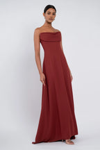 A-Line Strapless Scoop Neck Sleeveless Simple Strapless Prom Dresses for Women No Slit Custom Off the Shoulder Evening Dresses
