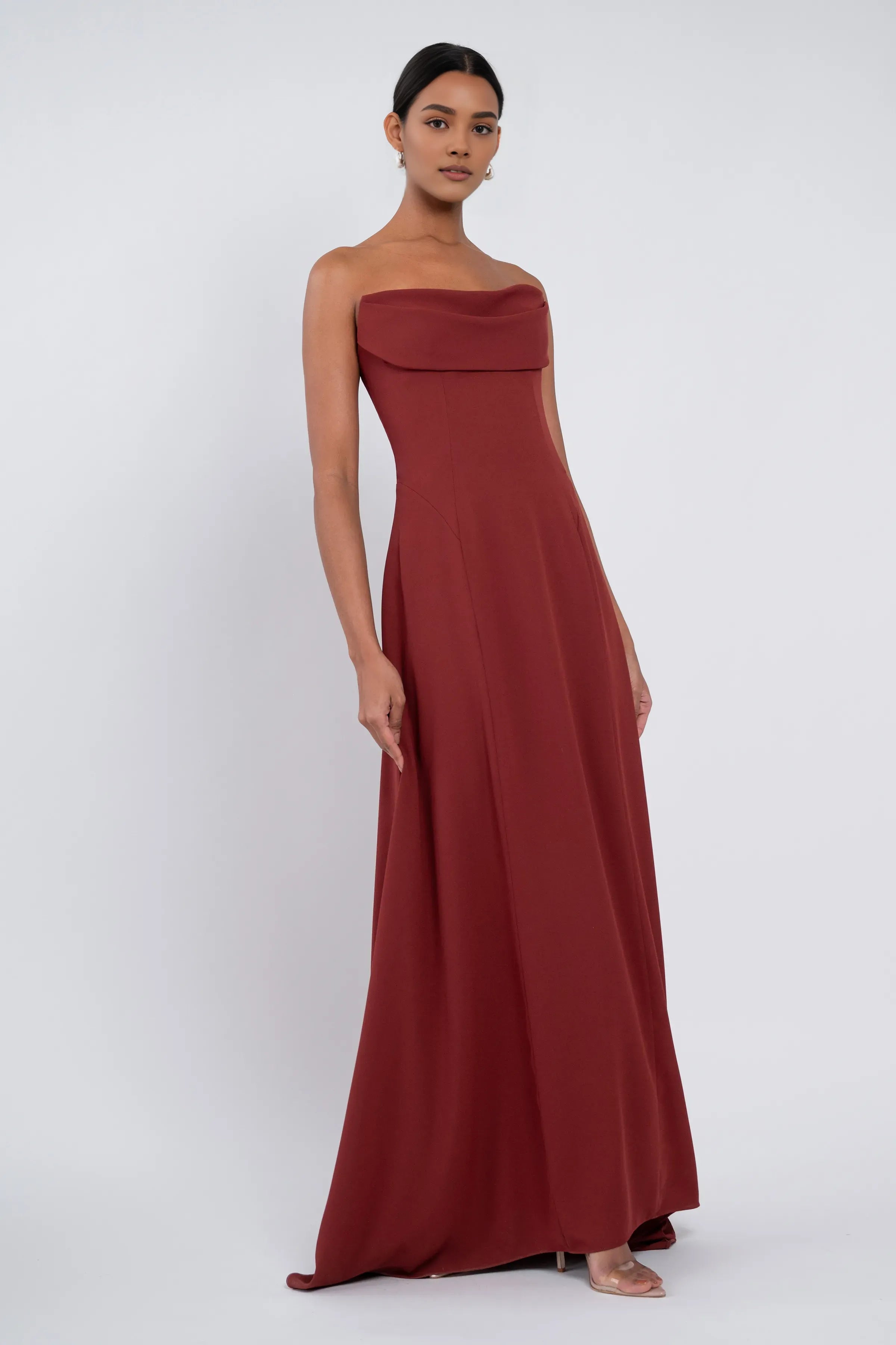 A-Line Strapless Scoop Neck Sleeveless Simple Strapless Prom Dresses for Women No Slit Custom Off the Shoulder Evening Dresses