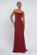 A-Line Strapless Scoop Neck Sleeveless Simple Strapless Prom Dresses for Women No Slit Custom Off the Shoulder Evening Dresses