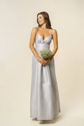 A-Line V Neck Spaghetti Straps Floor-Length Sleeveless Prom Gown No Slit Elegant Evening Dresses