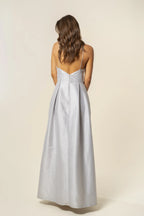 A-Line V Neck Spaghetti Straps Floor-Length Sleeveless Prom Gown No Slit Elegant Evening Dresses