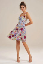 A-line Off the Shoulder Elegant Knee Length Graduation Dresses 3D Floral Embroidered Sleeveless Custom Sexy Homecoming Dresses