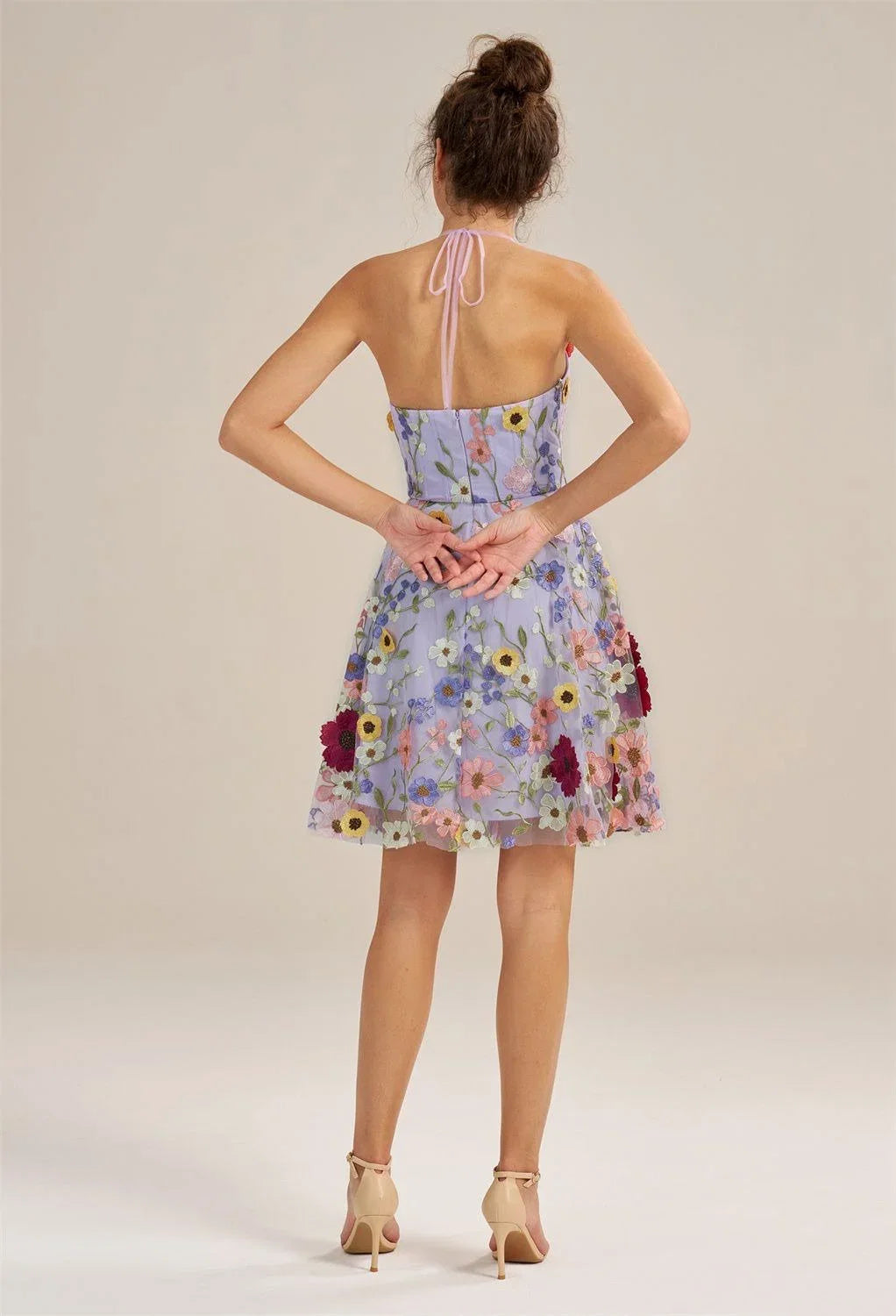 A-line Off the Shoulder Elegant Knee Length Graduation Dresses 3D Floral Embroidered Sleeveless Custom Sexy Homecoming Dresses