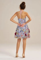 A-line Off the Shoulder Elegant Knee Length Graduation Dresses 3D Floral Embroidered Sleeveless Custom Sexy Homecoming Dresses