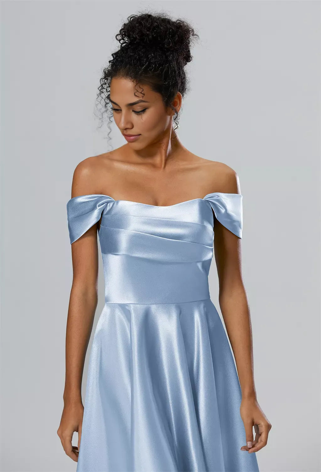 A-line Off the Shoulder Knee Length Cap Sleeves Prom Dresses Chic Ruching Petite Homecoming Dresses With Sleeves
