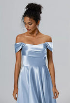 A-line Off the Shoulder Knee Length Cap Sleeves Prom Dresses Chic Ruching Petite Homecoming Dresses With Sleeves