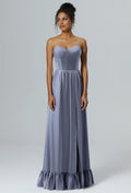 A-line Sweetheart Neckline Elegant Floor Length Evening Dresses Sleeveless Simple Corset Ruffles Discount Floor Length Prom Dresses