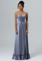 A-line Sweetheart Neckline Elegant Floor Length Evening Dresses Sleeveless Simple Corset Ruffles Discount Floor Length Prom Dresses
