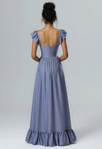 A-line Sweetheart Neckline Elegant Floor Length Evening Dresses Sleeveless Simple Corset Ruffles Discount Floor Length Prom Dresses