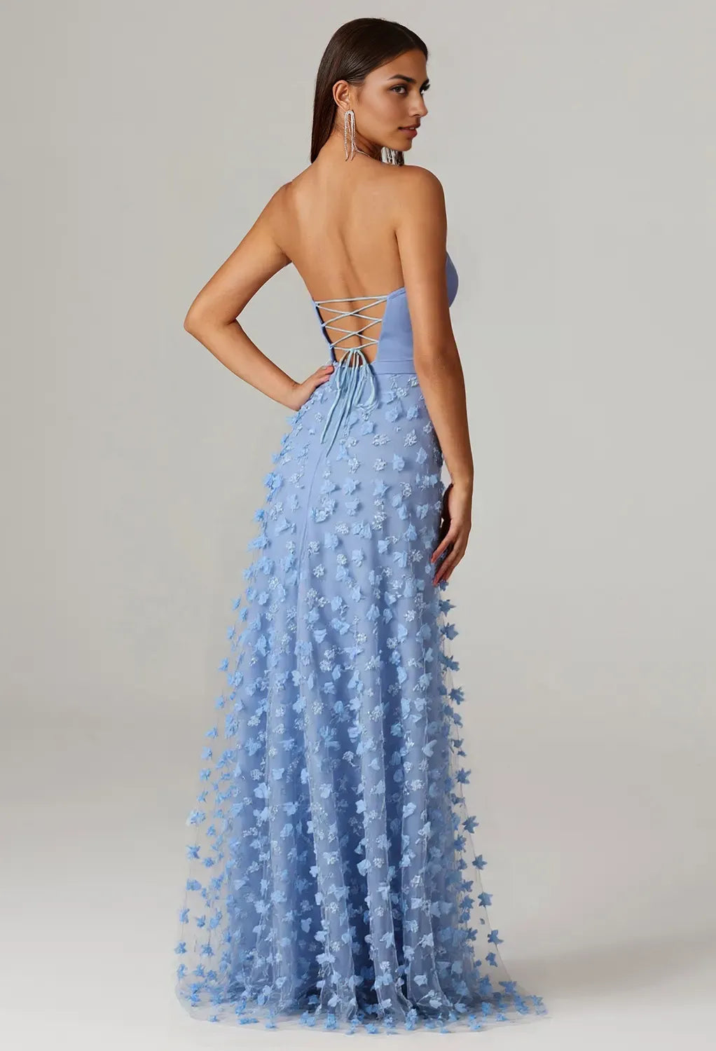 A-line Sweetheart Neckline Floor Length Prom Dresses Strapless Sleeveless Floral Embroidered Off the Shoulder Evening Dresses price