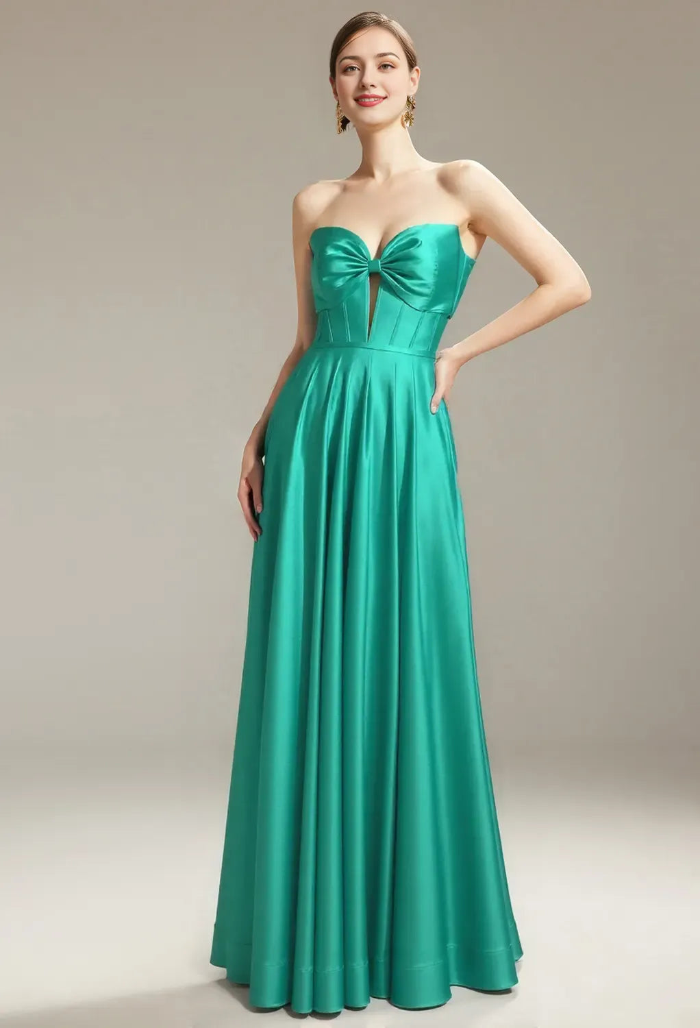 A-line Sweetheart Neckline Strapless Floor Length Prom Dresses Sleeveless Pleat Discount Long Bridesmaid Dresses