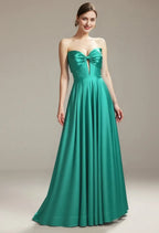 A-line Sweetheart Neckline Strapless Floor Length Prom Dresses Sleeveless Pleat Discount Long Bridesmaid Dresses