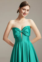 A-line Sweetheart Neckline Strapless Floor Length Prom Dresses Sleeveless Pleat Discount Long Bridesmaid Dresses
