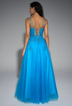 A-line U-Neck Spaghetti Straps Floor Length Prom Dresses Sleeveless Applique Hot Sale Long Evening Dresses