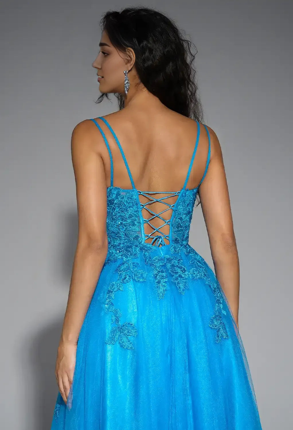 A-line U-Neck Spaghetti Straps Floor Length Prom Dresses Sleeveless Applique Hot Sale Long Evening Dresses