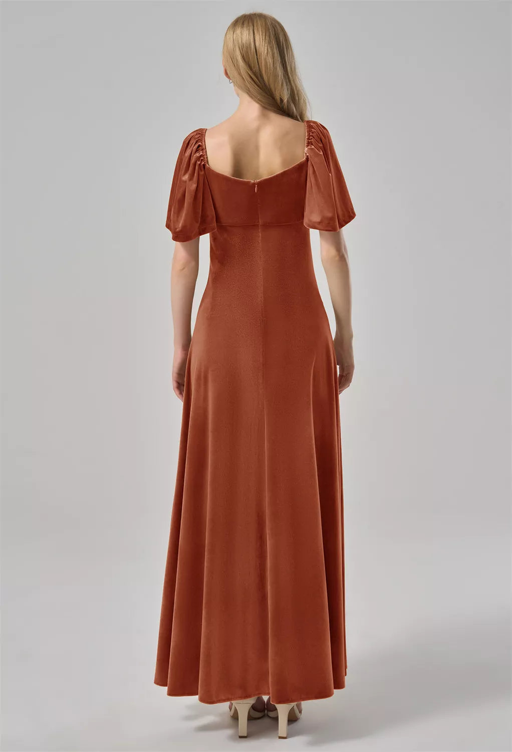 A-line V-Neck Ankle Length Short Sleeves Prom Dresses Chic Ruching With Sleeves Evening Dresses