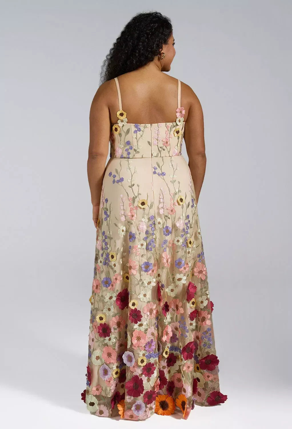 A-line V-Neck Elegant Floor Length Prom Dress 3D Floral Embroidered Sleeveless Hot Sale Long Evening Dresses