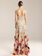 A-line V-Neck Elegant Floor Length Prom Dress 3D Floral Embroidered Sleeveless Hot Sale Long Evening Dresses