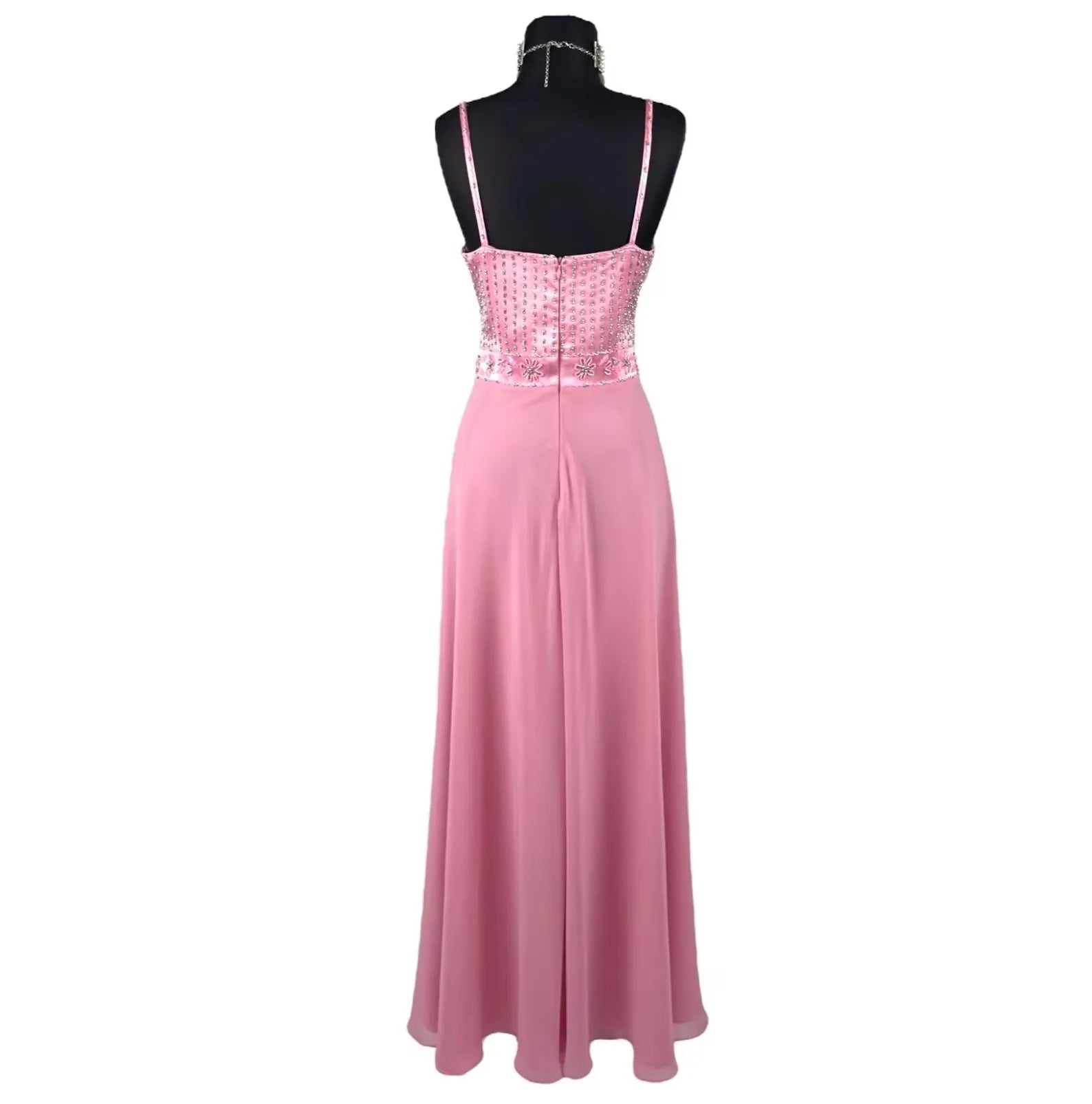 Prom Dress A Line Beaded Satin Spaghetti Strap Light Pink Floor Length Glamorous Gown For Prom Goers