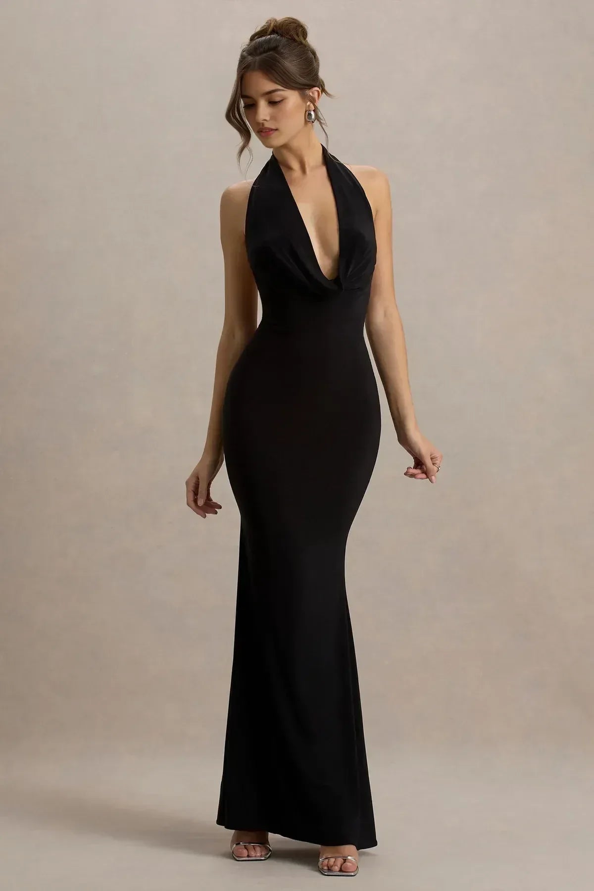 Absorbing Mermaid Halter Neck Sleeveless Open Back Floor Length Evening Dress