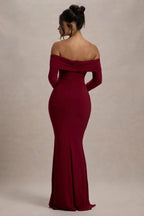 Absorbing Mermaid Off Shoulder Long Sleeve Ruched Back Floor Length Evening Dress