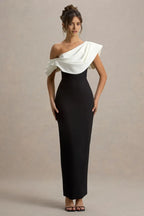 Absorbing Mermaid One Shoulder Asymmetric Ruffle High Slit Floor Length Evening Dress