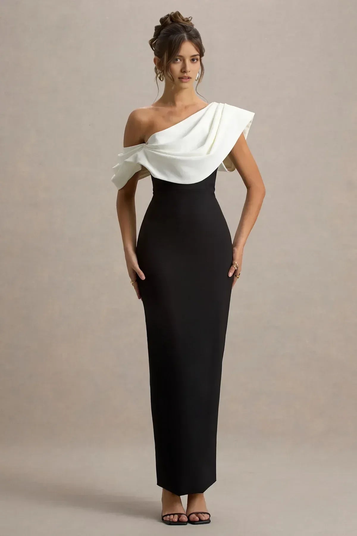 Absorbing Mermaid One Shoulder Asymmetric Ruffle High Slit Floor Length Evening Dress