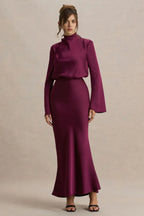 Absorbing Sheath High Neck Flared Sleeve Tie Back Floor Length Evening Dress