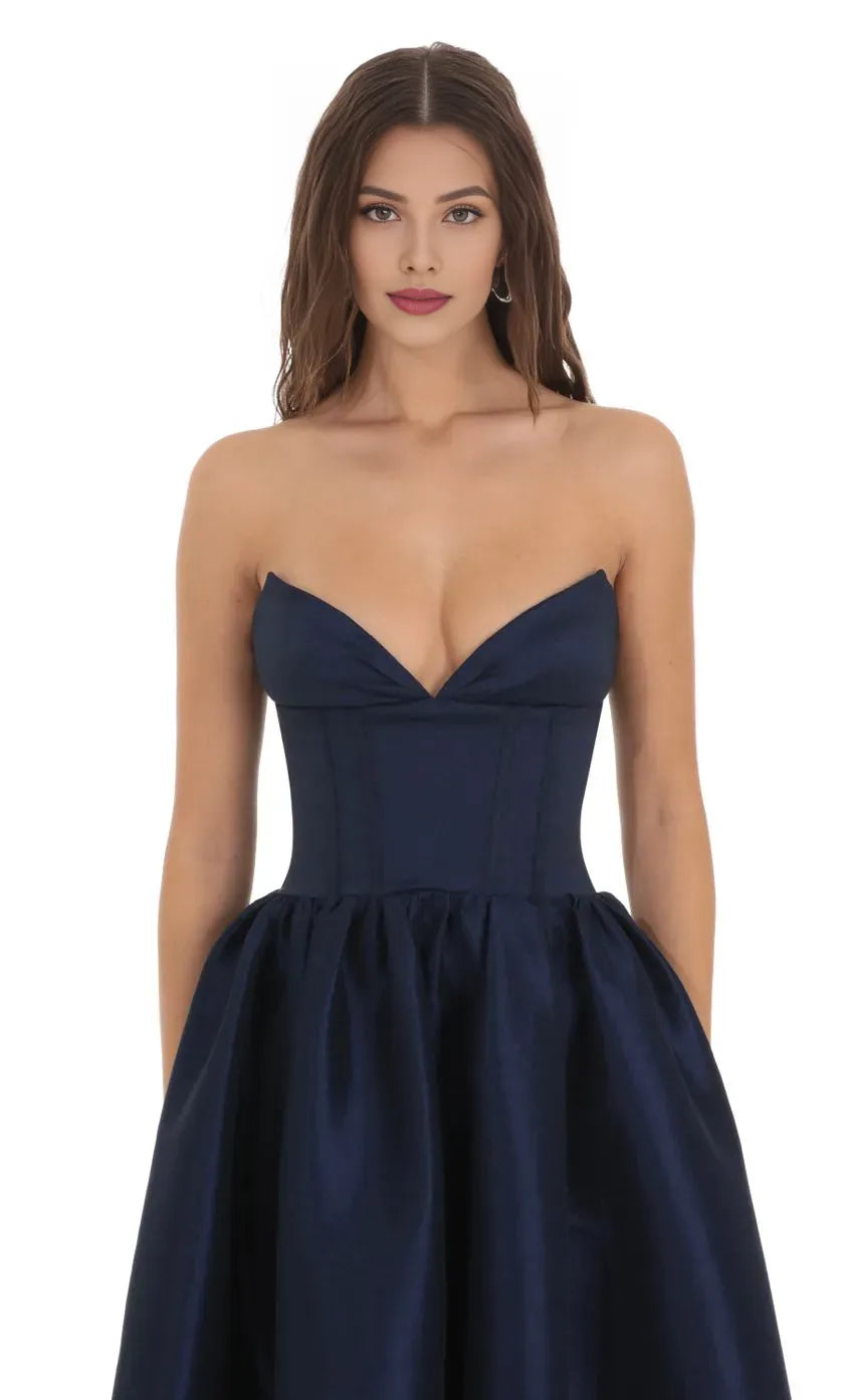 Affordable A-Line/Princess Strapless Sleeveless Backless Floor-Length Prom Dress