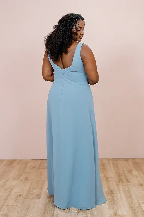 Affordable A-line Sweetheart Neck Flutter Sleeve Back Zipper Ankle-Length Plus Size Bridesmaid Dress