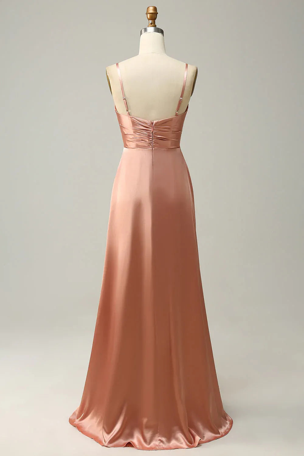 Affordable A Line Spaghetti Straps Sleeveless Slit Floor-Length Prom Dress