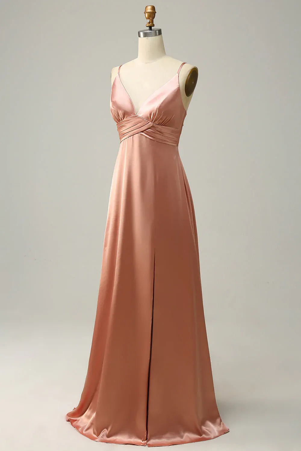 Affordable A Line Spaghetti Straps Sleeveless Slit Floor-Length Prom Dress