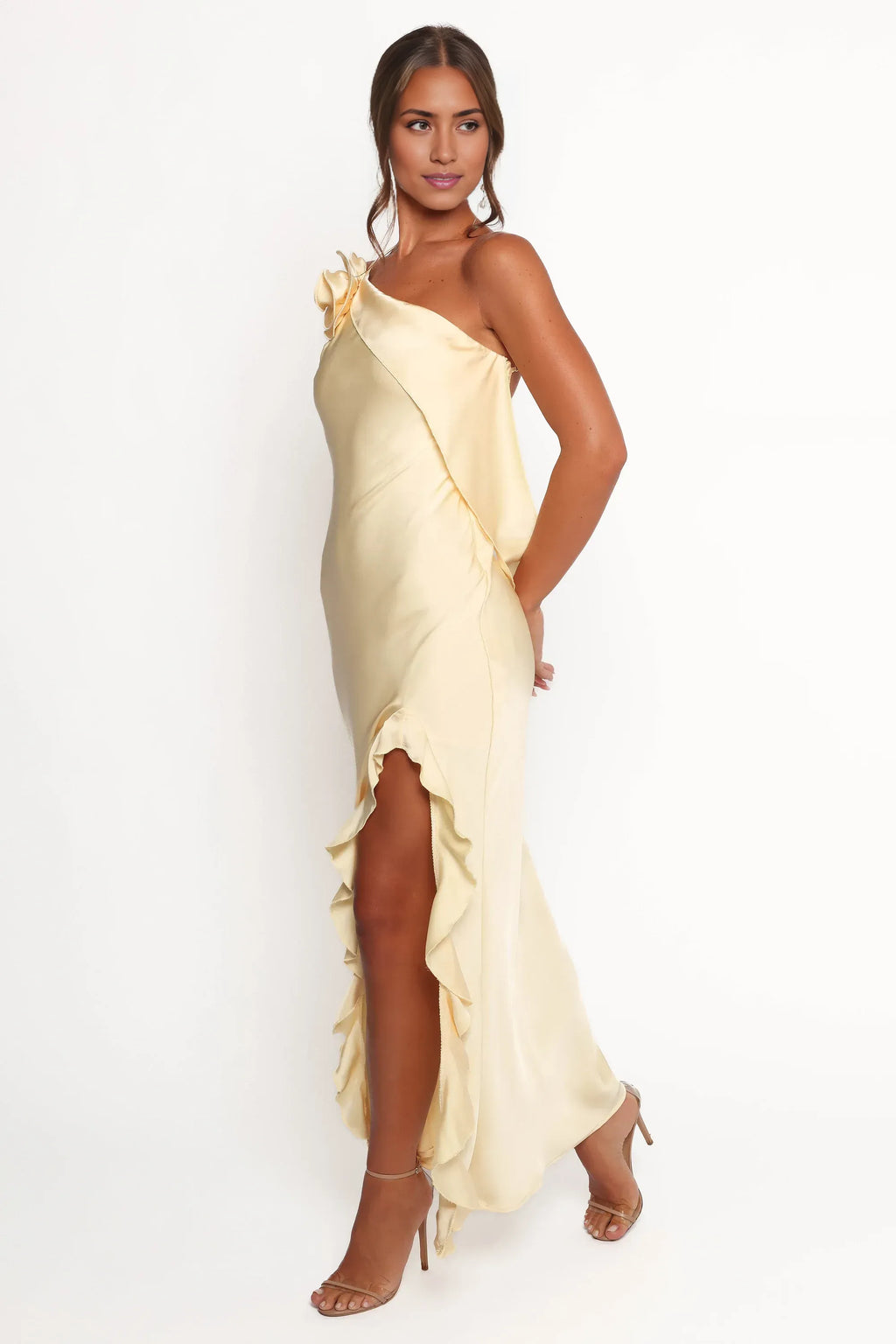Affordable Column One Shoulder Sleeveless Ankle-Length Prom Dress