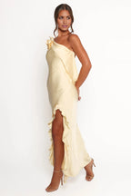 Affordable Column One Shoulder Sleeveless Ankle-Length Prom Dress