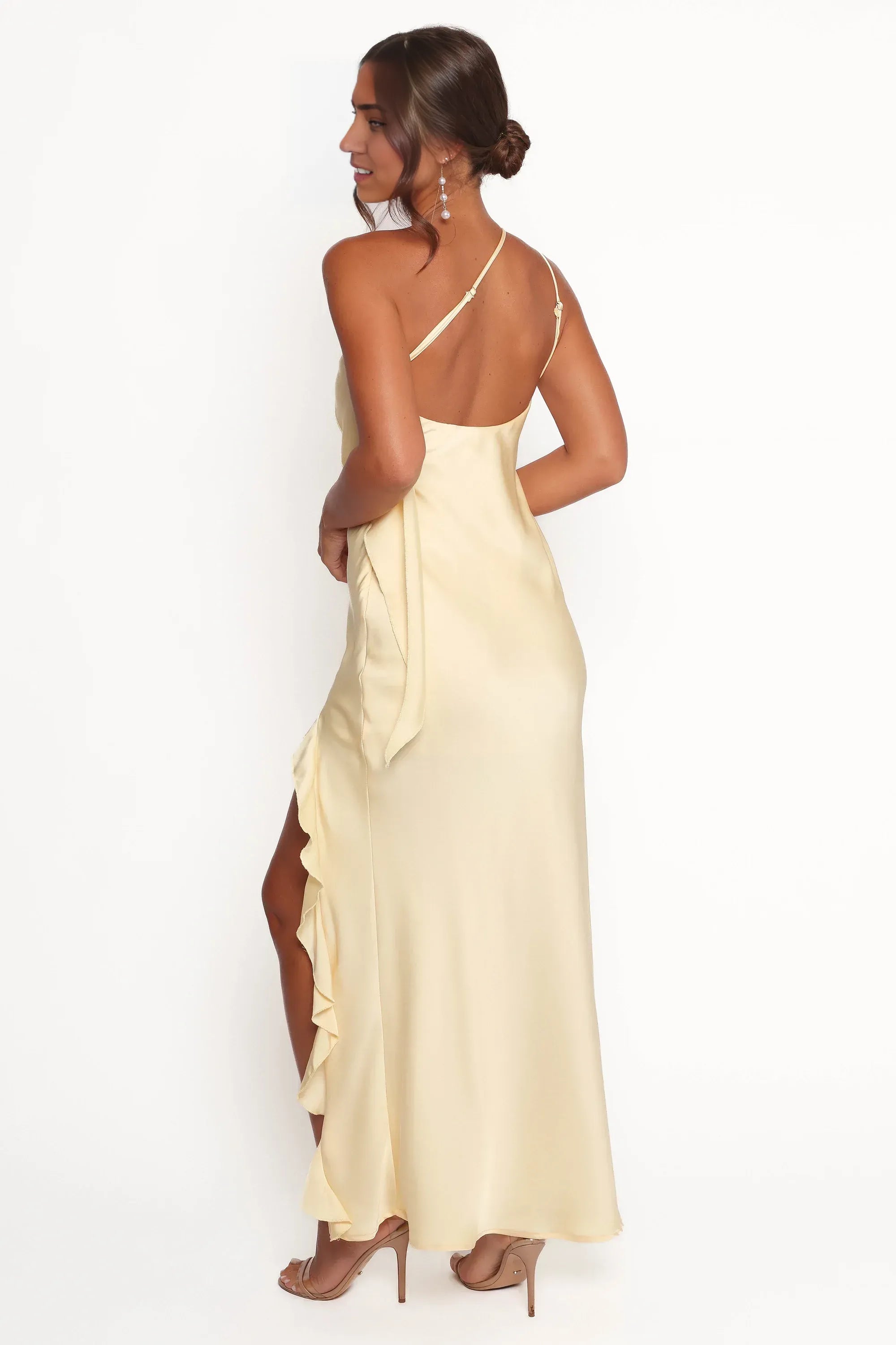 Affordable Column One Shoulder Sleeveless Ankle-Length Prom Dress